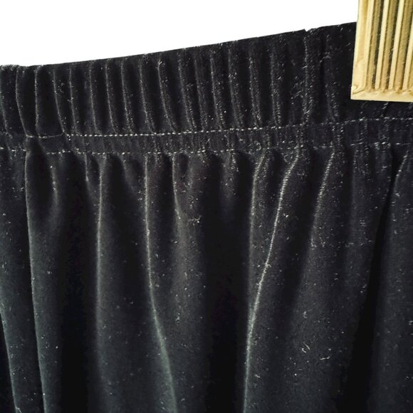 Vtg Joan Leslie Petite Pant Velour Pull On Comfort Black Straight Leg High Rise - Picture 10 of 11